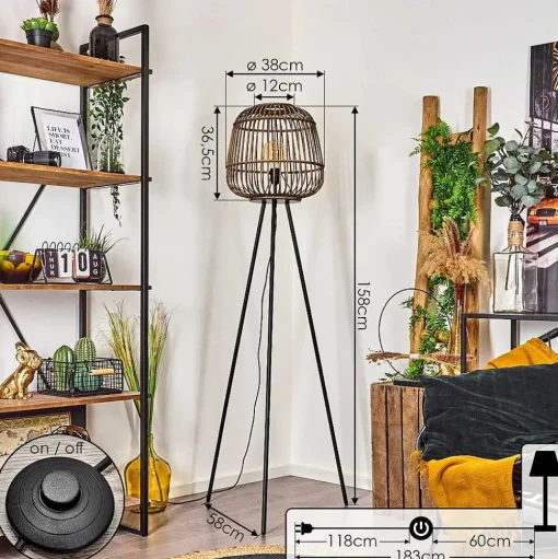 Lampadaire Combeima Noir, 1 Lumiere