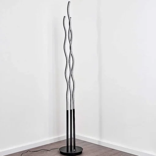 Lampadaire Mapleton Led Noir, 3 Lumieres, Telecommandes