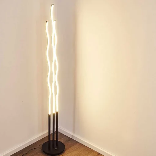 Lampadaire Mapleton Led Noir, 3 Lumieres, Telecommandes