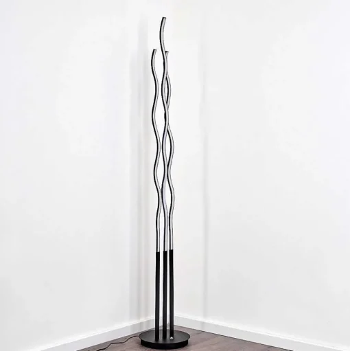 Lampadaire Mapleton Led Noir, 3 Lumieres, Telecommandes
