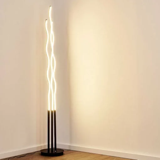Lampadaire Mapleton Led Noir, 3 Lumieres, Telecommandes
