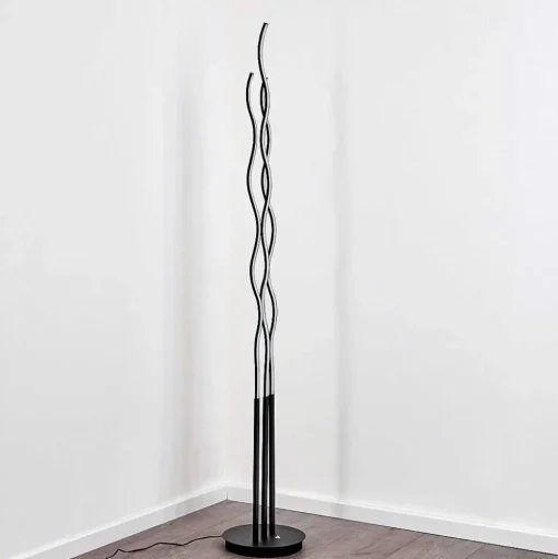 Lampadaire Mapleton Led Noir, 3 Lumieres, Telecommandes