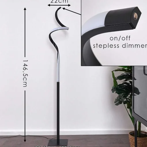 Lampadaire Pitasch Led Noir, 1 Lumiere