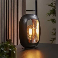 Lampe De Table Arch Nickel Mat, Noir, 1 Lumiere