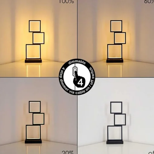 Lampe De Table Bacolod Led Noir, 1 Lumiere