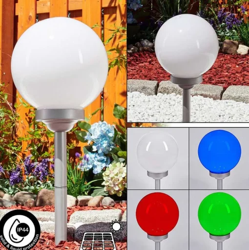 Lampe Solaire Kanganbou Led Argente, 4 Lumieres, Changeur De Couleurs