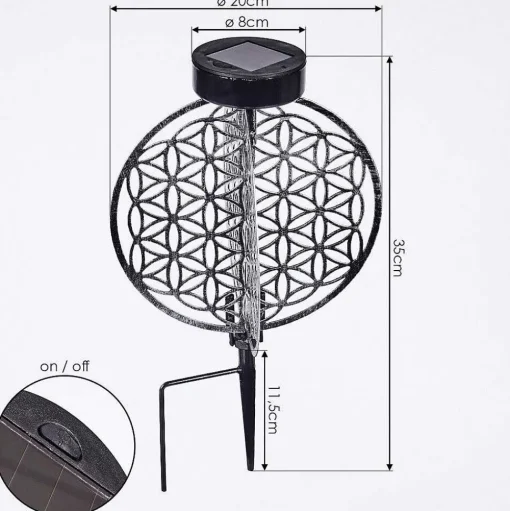 Lampe Solaire Mesan Led Noir, Argente, 1 Lumiere