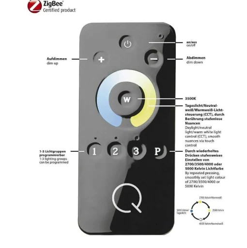 Plafonnier Paul Neuhaus Q-Inigo Led Nickel Mat, 3 Lumieres, Telecommandes