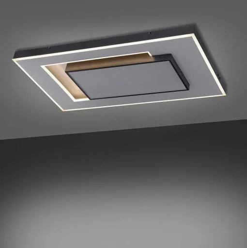 Plafonnier Paul-Neuhaus Q-Alta Led Noir, 1 Lumiere, Telecommandes