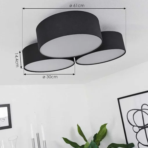 Plafonnier Purus Led Noir, 1 Lumiere