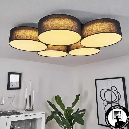Plafonnier Purus Led Noir, 1 Lumiere