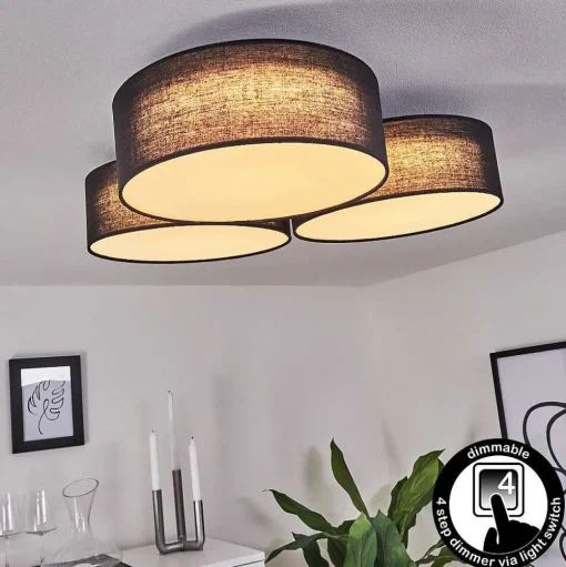 Plafonnier Purus Led Noir, 1 Lumiere
