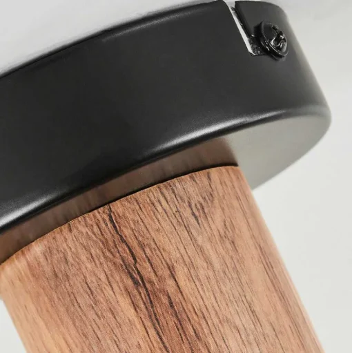 Plafonnier Vouhet Brun, Couleur Bois, Noir, 1 Lumiere